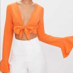 PrettyLittleThing Tie front blouse
